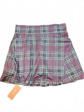 Werena L Scot Plaid High Waisted Pleated Tennis Golf Skort NWT